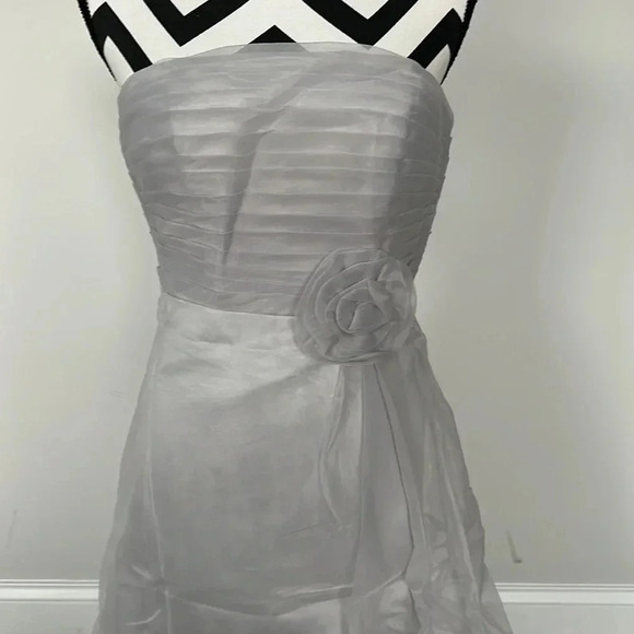 Silver Chiffon Mini Party Dress - Picture 7 of 8
